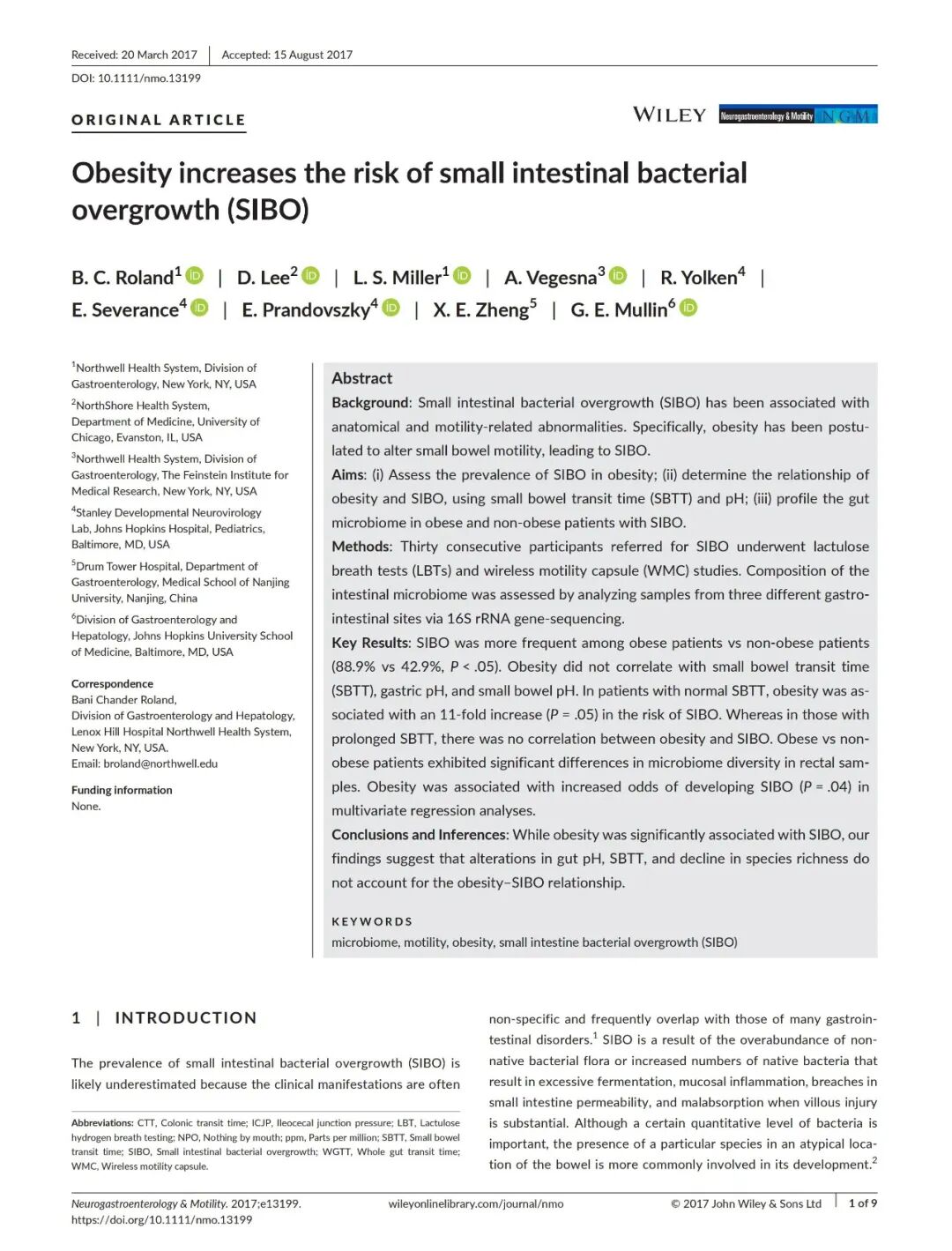 学术前沿丨肥胖会增加患小肠细菌过度生长的风险