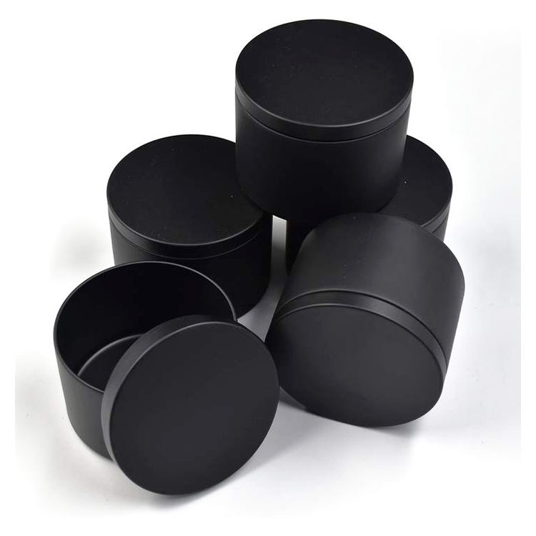 2 4 8 10 oz Empty Black Round Tin Candle Containers