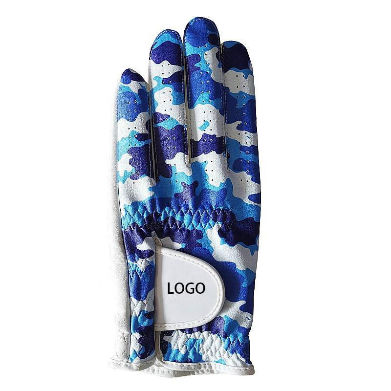 PU Synthetic Leather Golf Glove with Face in Printing