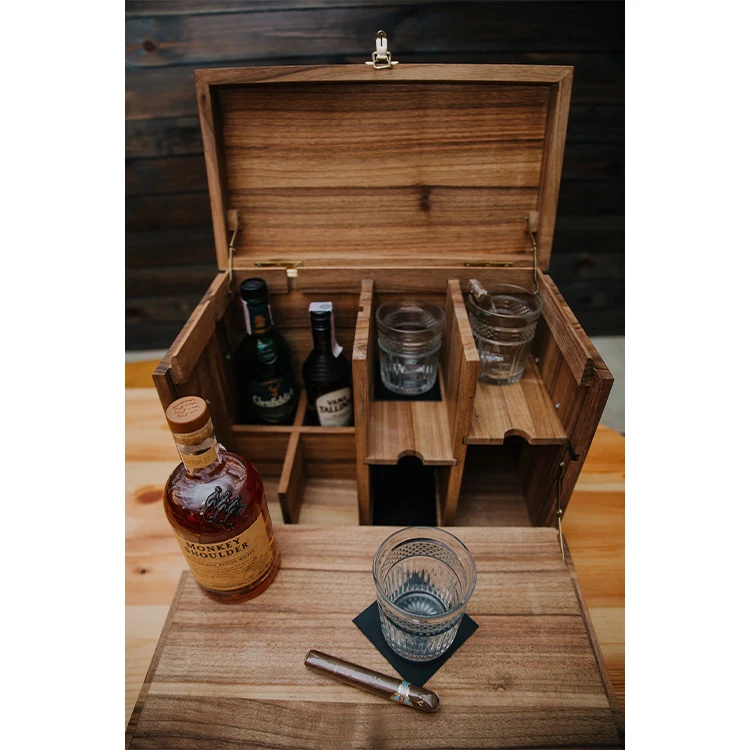 Portable Wooden Wine Whisky Beverage Mini bar
