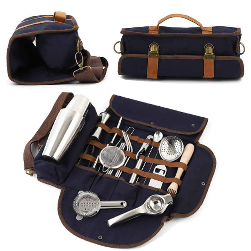 Starter Cocktail Mixer 23 Pieces Travel Bartender Kit Bag