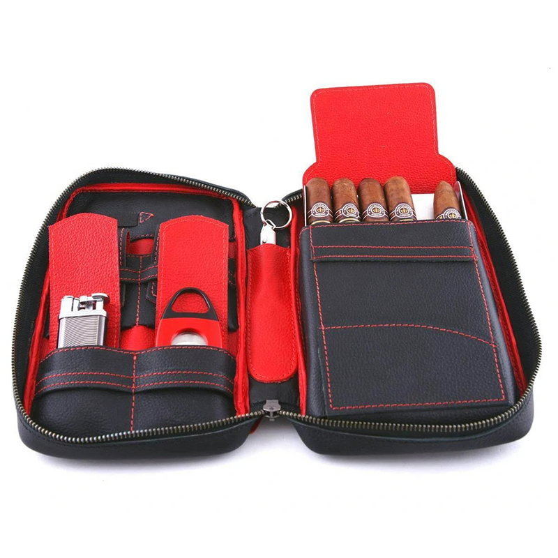 Genuine Leather Travel Portable Cigar Case