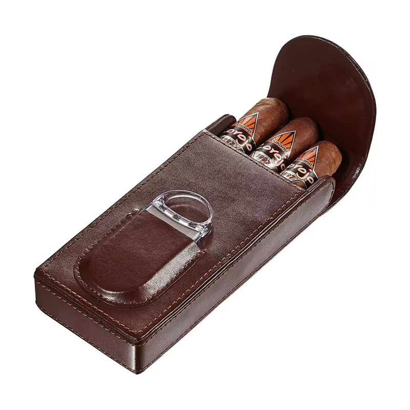 Leather Cigar Tube with Cigar Cutter
