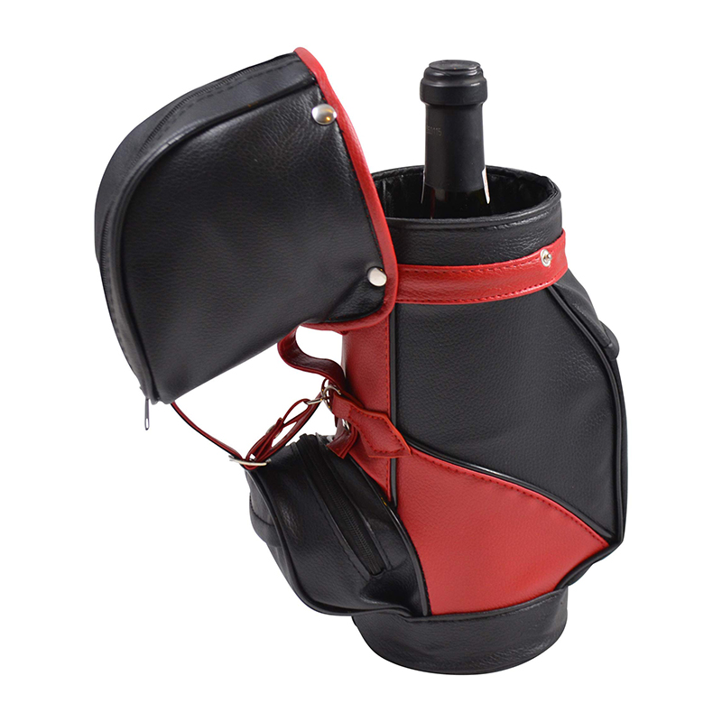 Travel Faux Leather Golf Wine Cooler Bag Single Bottle Wine Carrier