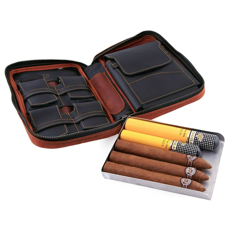Portable Cigar Travel Case Pouch for 5 to 6 Cigars