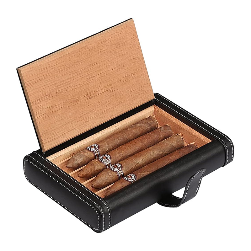 Travel Cigar Tube Cedar Wood Lined with 4 Slots Cigar Gift Accessories for Man