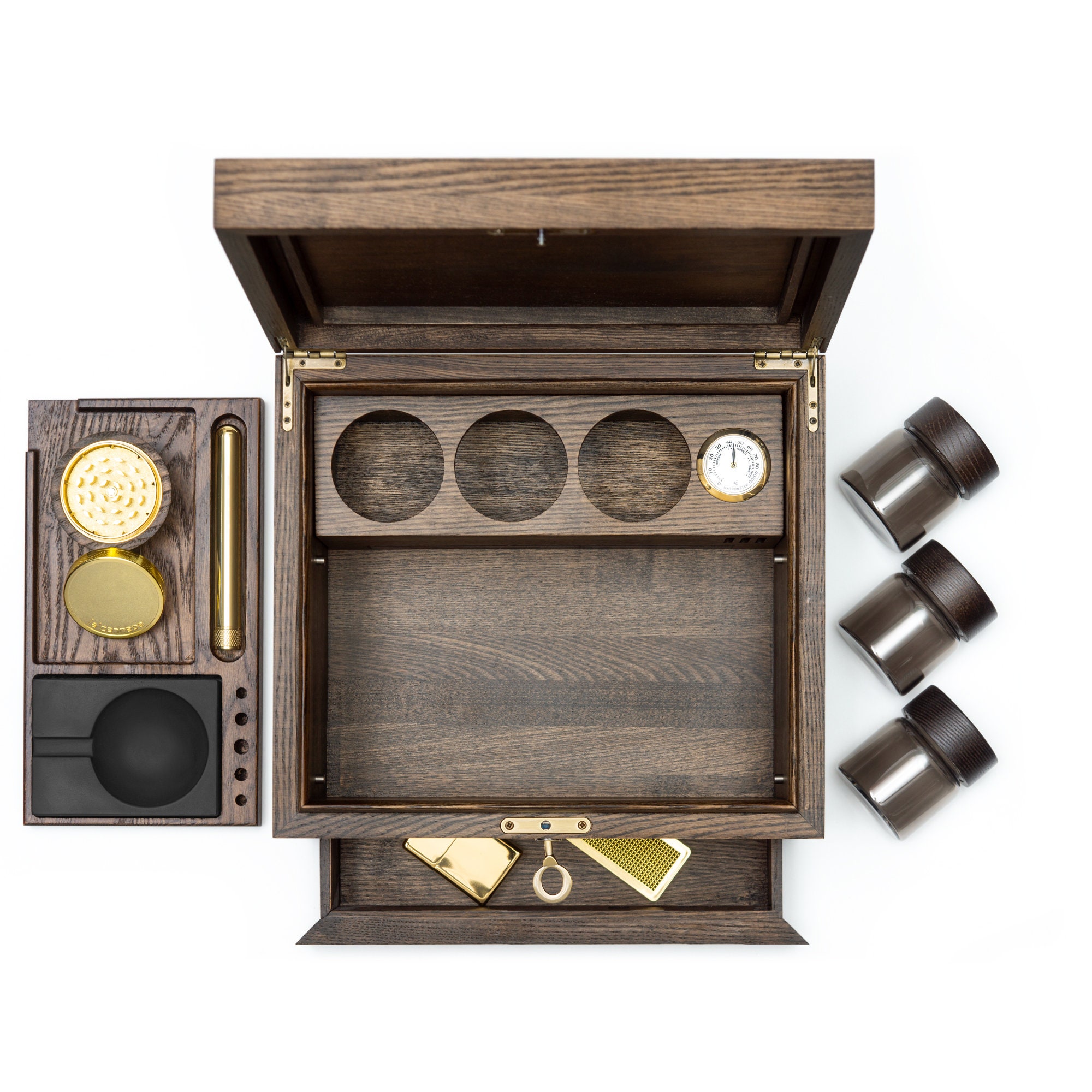 Wood Stash Box Cigar Box humidifier kit
