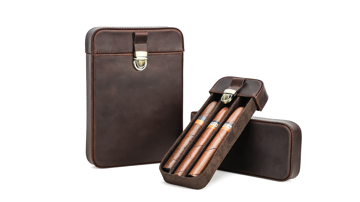 Genuine Leather Travel Cigar Case