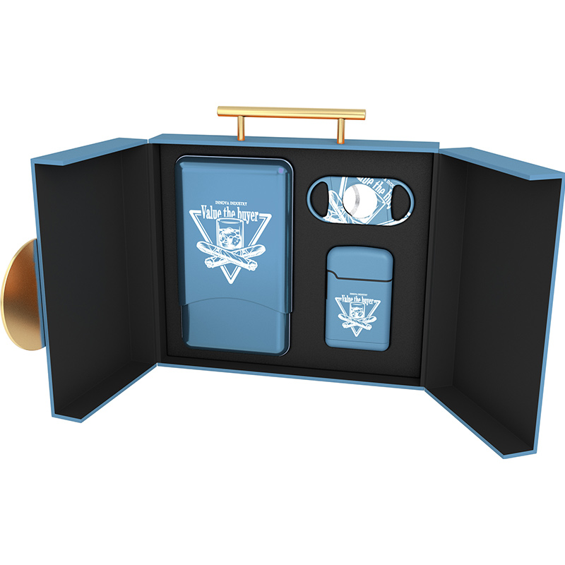New Arrival Promotion Tinplate Cigar Tube Cigar Cutter Lighter Cigar Accessories Set