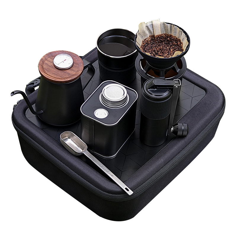 Hand Manual Coffee Grinder Pour Over Water Kettle with Coffee Cup Coffee Accessories Travel Box Custom Logo