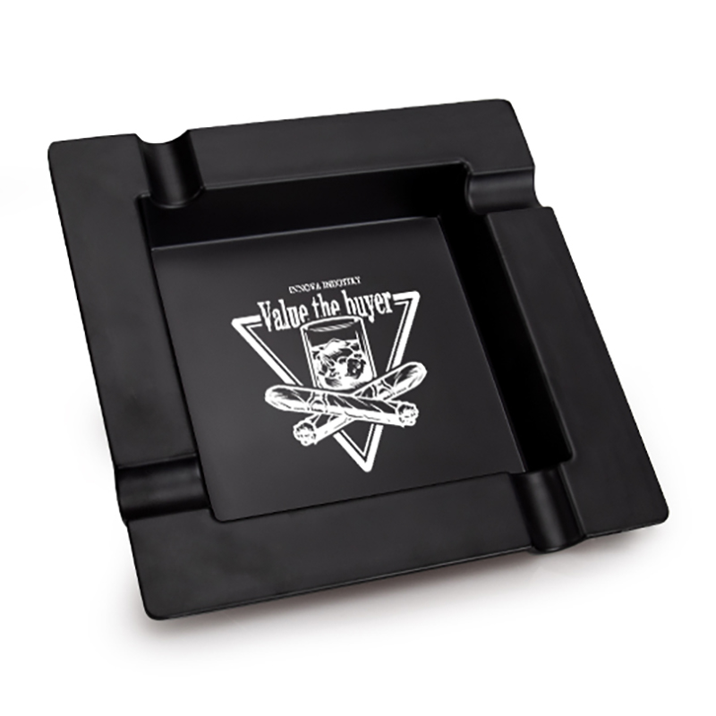 Square Ceramic Cigar Ashtray for 4 cigars