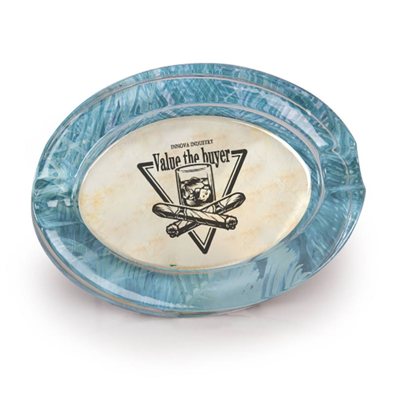 Oval Crystal Cigar Ashtray