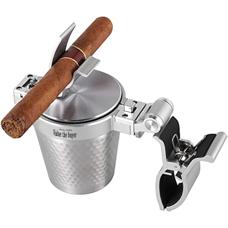 Portable Standing Cigar Golf Cart Holder Ashtray with Lid