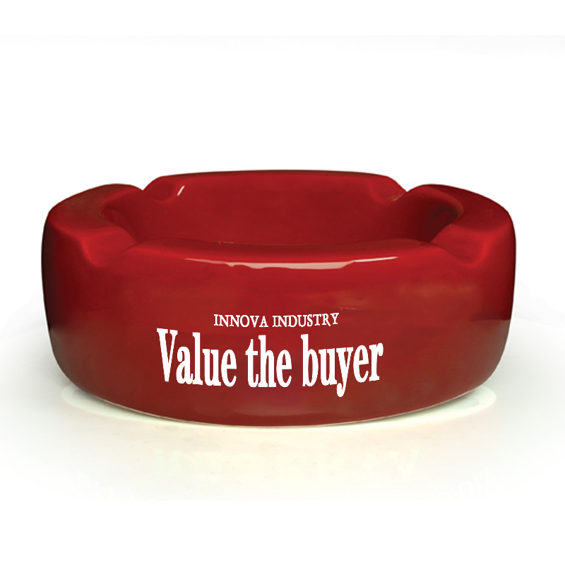 Red Ceramic Cigar Ashtray for 4 cigars