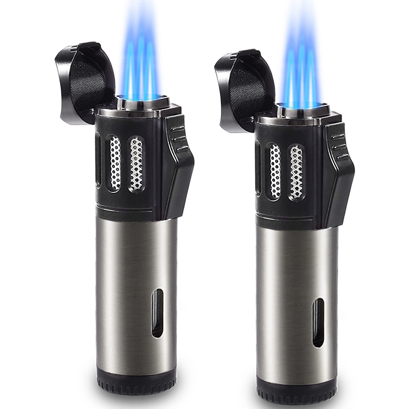 Triple  Jet Flame Butane Gas Lighter Refillable Jet Torch Lighters Adjustable Windproof Pocket Lighter
