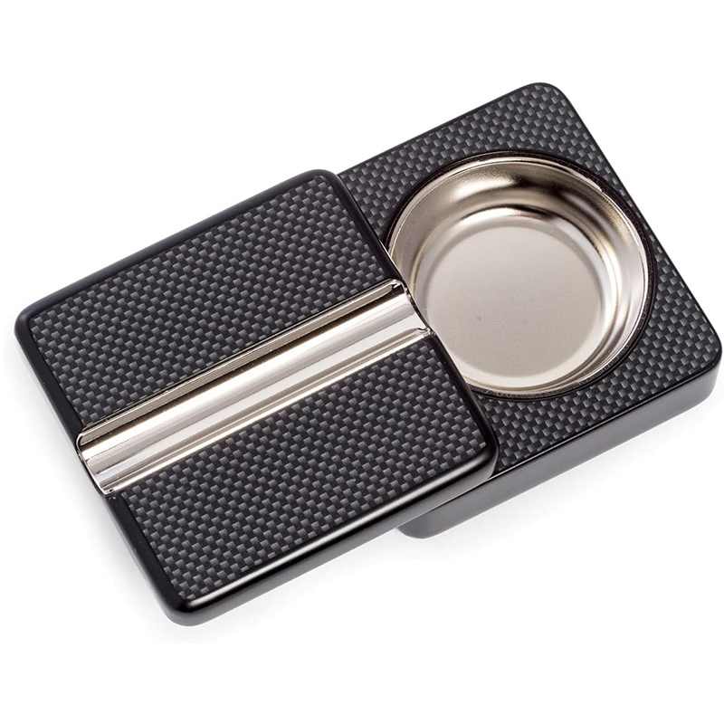 Luxury Solid Wood Single Cigar Ashtray with Stainless Steel Tray