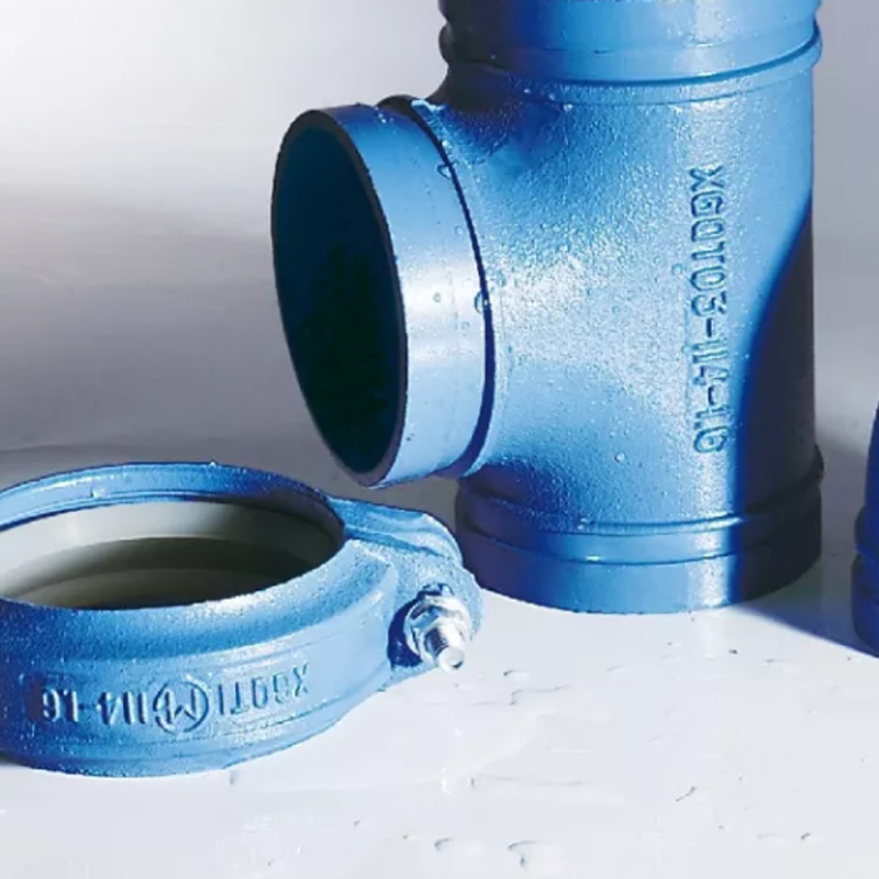 Blue grooved pipe fittings