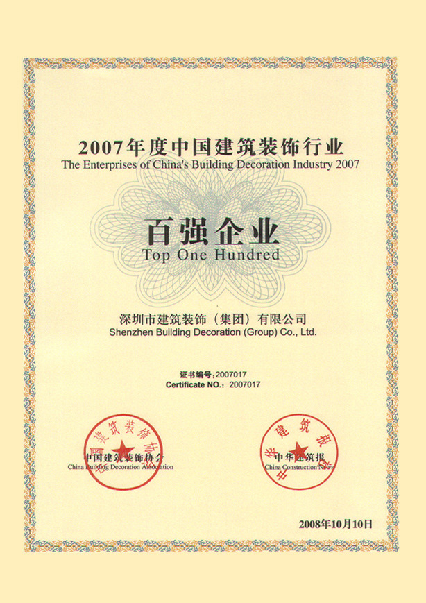 2007年度中國裝飾百強(qiáng)