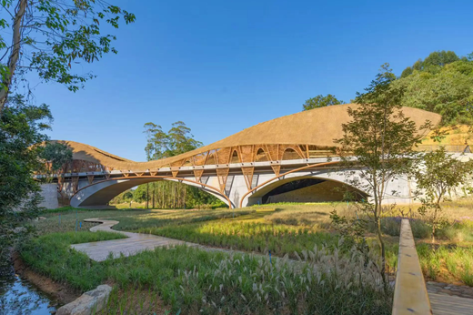 竹建筑竹境 天人山水大地艺术园-竹桥 原竹建筑 设计施工一体化