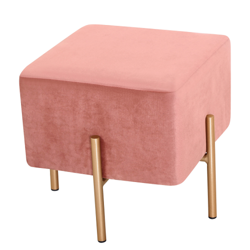 round pouf modern velvet PU cloud ottoman stool with metal legs for living room furniture FS-21