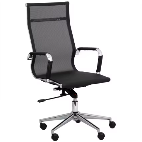 wholesale minimalist stainless steel black leather chair thickened in high quality black tall office chair OC-9004