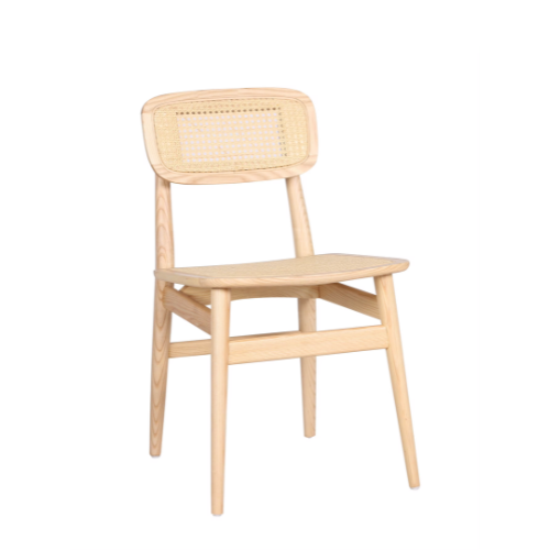Modern Hotel restaurant simple design optional color hand solid wood rattan weaving dining chair