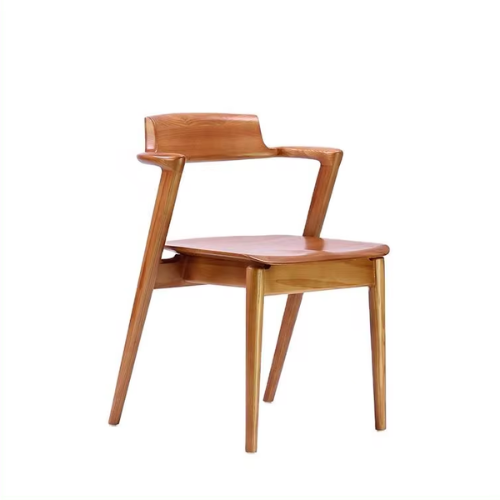 Nordic leisure Ash wood handrail modern stackable furniture restaurant cafe shop solid wood dining chair