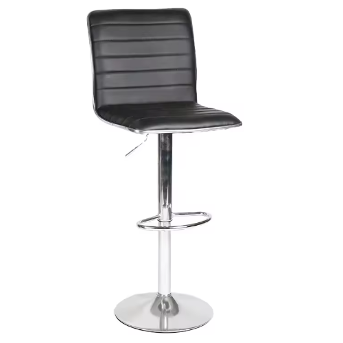 Bar Stool Chrome Base High Back Pu Leather With Footrest Swivel Bar Chairs BS-016