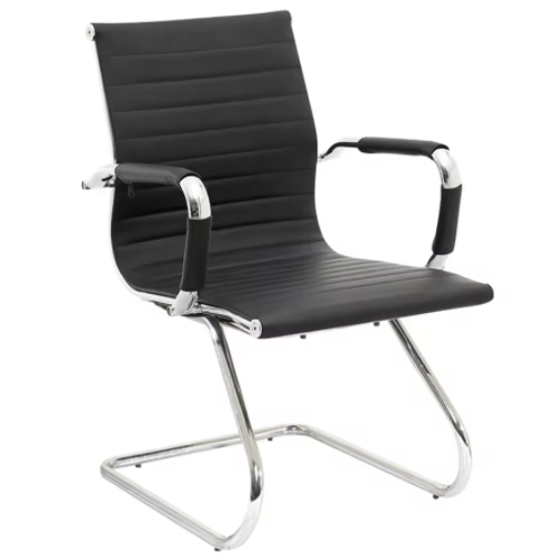 high quality black white pu staff chair mid back chrome leg office chair leather OC-9001B