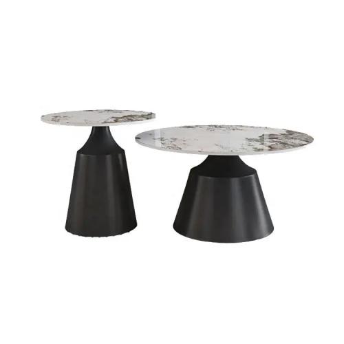 Chinese black Italian style custom fancy cheap Nordic luxury modern design round marble coffee table CT-V10