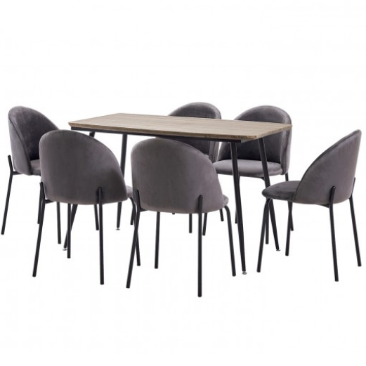 cheap modern home kitchen wood grain top dining table set furniture dining room sets of 6 chairs DT209 AND DC-125X