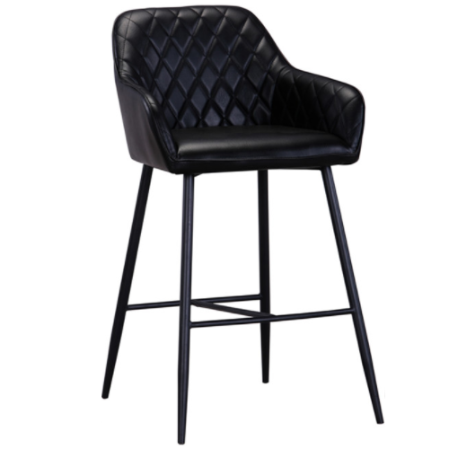 Upholstered PU Leather Fabric Bar Stool High Chair with Metal Legs BS-401