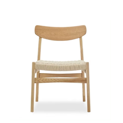 Modern Hotel furniture solid gray wood rattan classic design armless woven rope dining chair