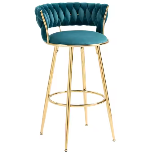 Luxury Bar Event Furniture Gold Stainless Steel Frame Velvet Bar Stool Chair For Bar Table BS-420
