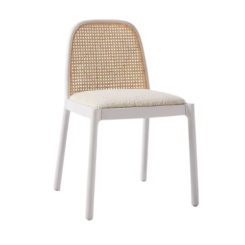 Modern Nordic contemporary home furniture solid wood upholstered black rattan dining room chair