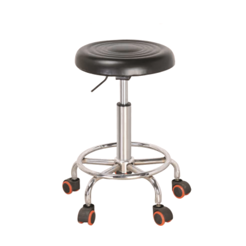 Adjustable bar stool with wheels swivel salon shop stool with black round seat BS-031