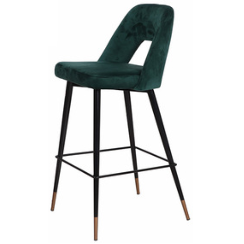 Velvet Seat Metal Legs Modern Bar Chair Stool With Iron Base BS-287