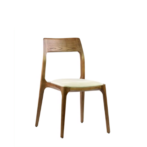 Modern Nordic furniture Restaurant Light Luxury Hotel Cafe leather Upholstered Stackable solid wood dining chair