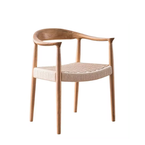Best-Selling Medieval Solid Wood Walnut Backrest Rope Woven Leisure coffee shop restaurant dining Chair
