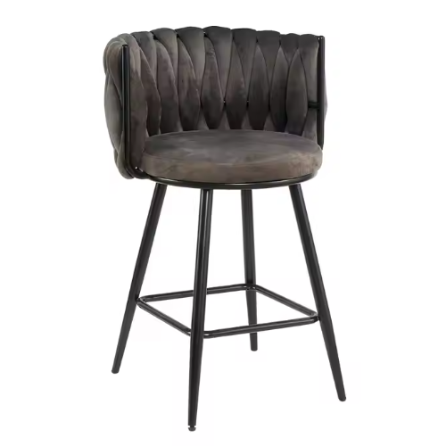 Luxury Stools Bar Chairs Customized Metal Frame Velvet Nodic Bar Stool High Chair BS-419