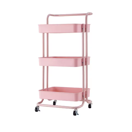 3-Tier Mobile Kitchen Trolley Armrest with Wheels Hot Sale Bathroom Kitchen Trolley dining room furniture