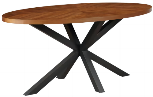 New Modern Design Pure Solid Mango Wooden Rough Mango Oval Dining Table with Metal Leg　DT-372