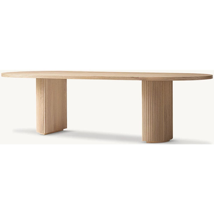 Unique European White Oak Veneers Wood Oval Dining Table For Dinner Dining Table Set for 8 Seats DT-E020
