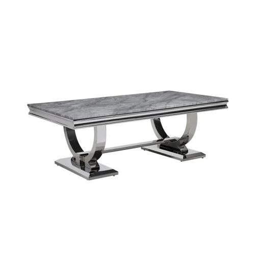 Luxury Metal Dining Room Set Silver Frame grey marble top Dining table set Dining table with 6 810 chairs DT-F100