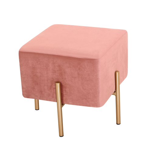 Custom living room furniture pouf modern velvet PU chair cloud ottoman fabric PU stool with metal legs and coffee table FS-21