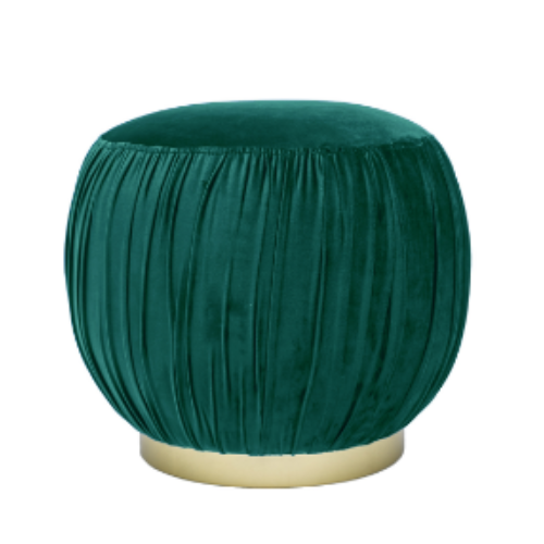 Modern Home Living Room Furniture Round Lantern Shape Ottoman Gold Base Velvet Fabric Stool Ottoman FS-27