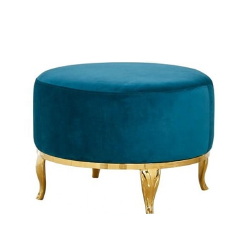 Custom living room furniture pouf modern velvet PU chair cloud ottoman fabric PU stool with metal legs and coffee table FS-24G