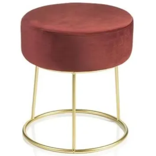 Velvet Upholstered Foot Stool Ottoman with Gold Metal Legs Soft Living Room Kitchen Hall Footrest Sitting Ottomans FS-15S