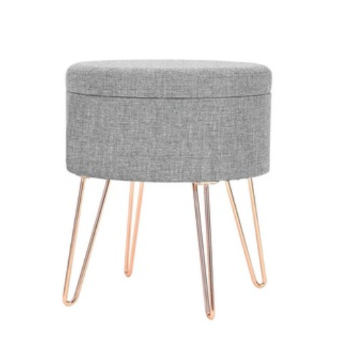 Modern living room furniture fabric gold side velvet Ottoman stool with storage FS-31