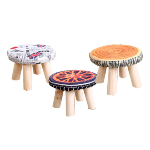 Fabric Home Furniture Round Small Chair Ottoman Makeup Stool Chair Round Ottoman Chair FS-10